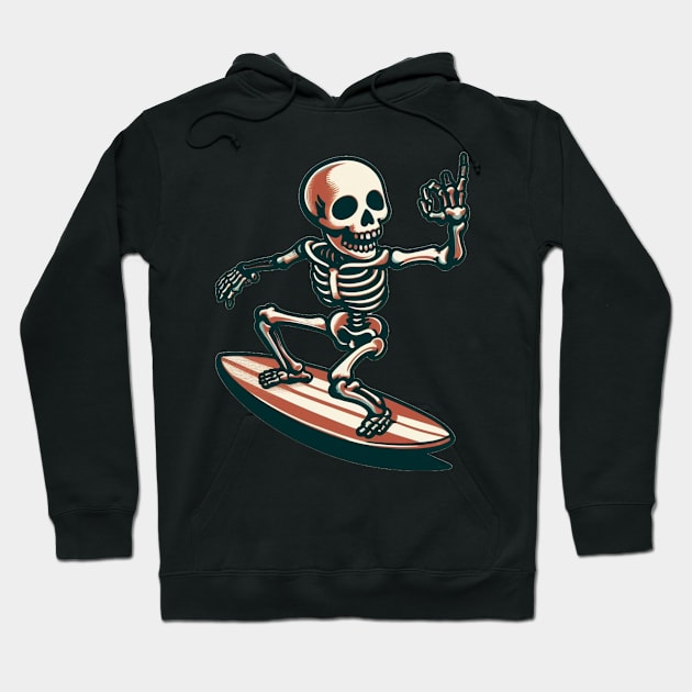 Surfing Skeleton 2 Hoodie by OldSchoolRetro